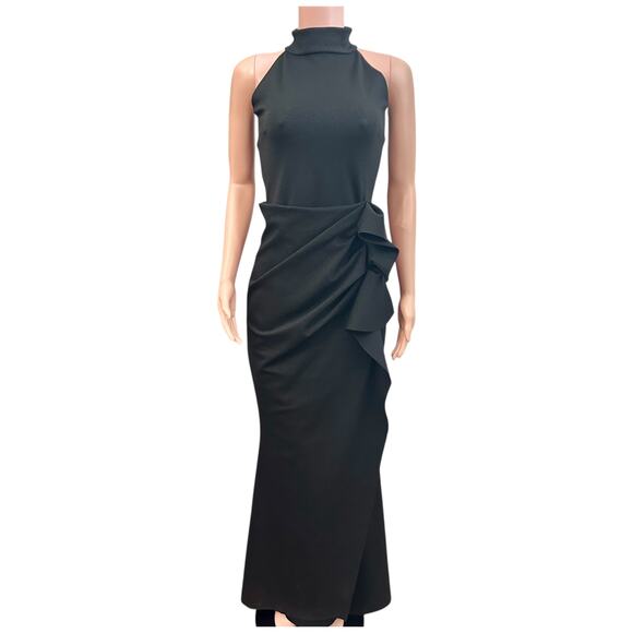Chiara Boni La Petite Robe Black Halter Evening Gown Dress IT Size 48 US 12 - Picture 7 of 9